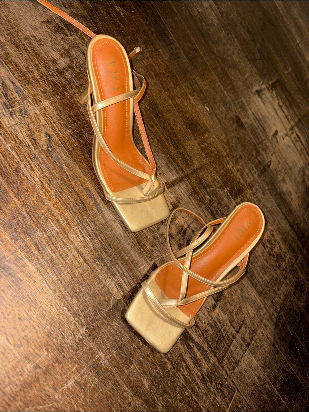 VICI Gold Strappy Square-Toe Women's Heels